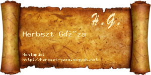 Herbszt Géza névjegykártya